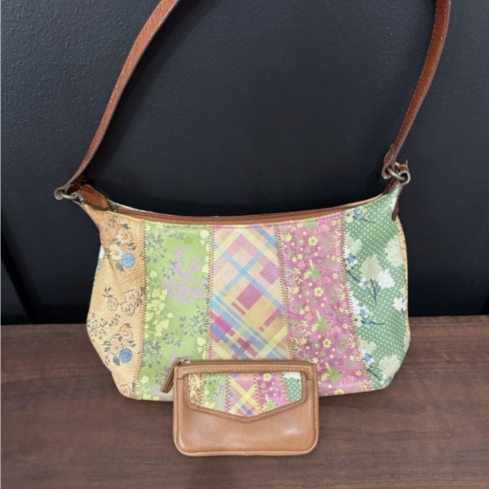 Fossil Patchwork Floral Shoulder Bag - image 1